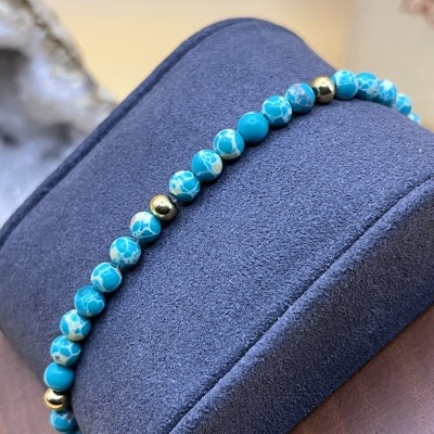 Pulseira Elástica de Ágata Verde Aqua - Delicadeza e Estilo