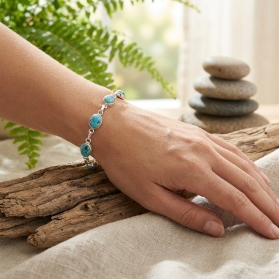 Pulseira de Turquesa em Prata 925 - Harmonia Natural