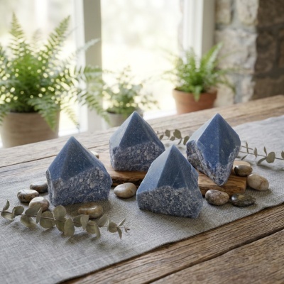 Quartzo Azul - Pontas Semi-Polidas: Um Toque de Serenidade