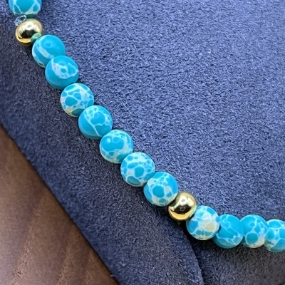 Pulseira Elástica de Ágata Verde Aqua - Delicadeza e Estilo