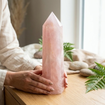 Obelisco de Quartzo Rosa Natural — 2,5 kg | 31 cm