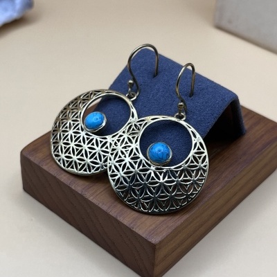 Brincos de Bronze com Turquesa - Elegância Artesanal