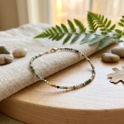 Pulseira Elegante de Ágata Indiana e Hematita - Estilo e Energia