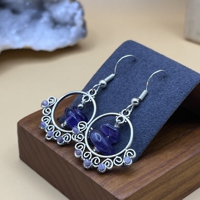 Brincos Aço Inoxidável com Ametista Natural