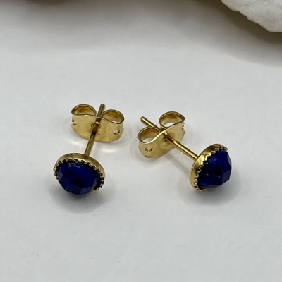 Brincos Dourados com Lápis-Lazúli - Minimalistas, Leves e Intemporais