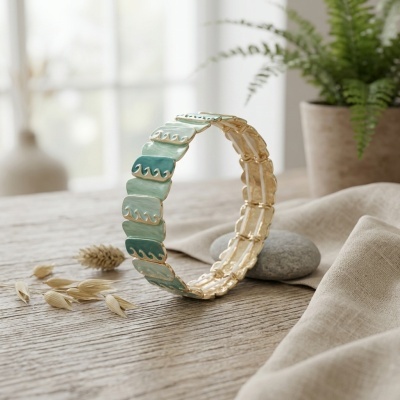 Pulseira Ocean Wave – Esmaltada & Dourada
