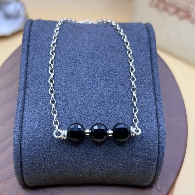 Pulseira em Prata 925 com Pedra Natural de Ônix – Proteção e Estabilidade