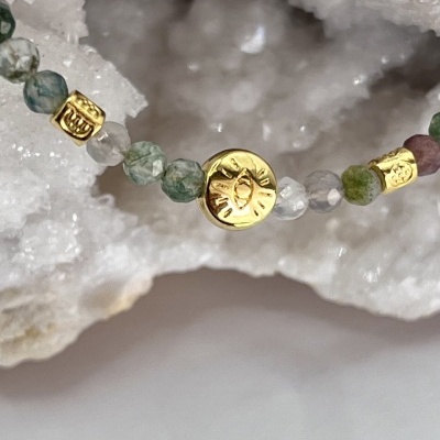 Pulseira de Ágata Indiana e Hematita - Estilo Elegante e Equilíbrio Energético