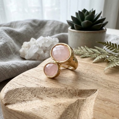 Anel Dourado Elegance – Pedra Natural