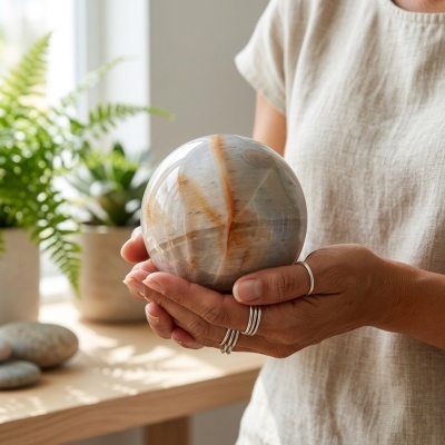Esfera de Ágata Natural de Madagáscar – 1449 g (100 mm)