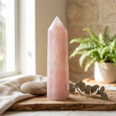 Obelisco de Quartzo Rosa Natural — 2,5 kg | 31 cm