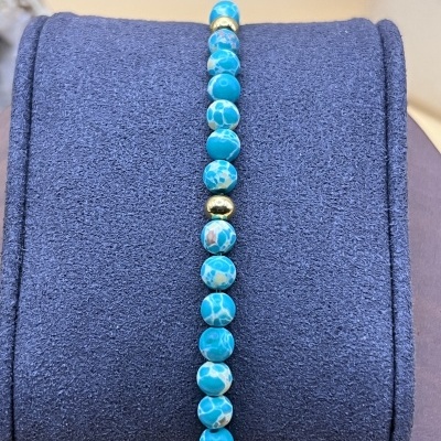 Pulseira Elástica de Ágata Verde Aqua - Delicadeza e Estilo