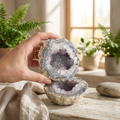 Geodo Duplo de Ágata com Drusa de Quartzo Natural — 1,07 kg | México