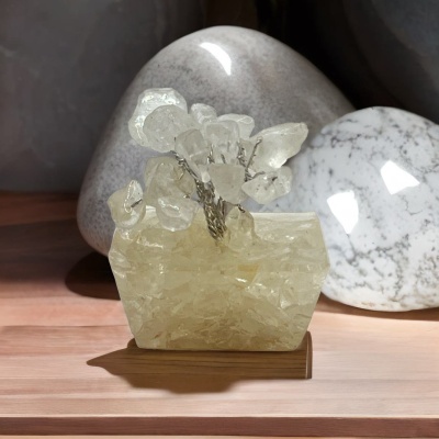 Mini Árvore de Pedras em Base de Orgonite - Elegância e Energia Harmoniosa