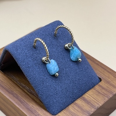 Brincos Aço Inoxidável semi-aberto com Amazonite