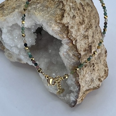 Pulseira Elegante de Ágata Indiana e Hematita - Estilo e Energia