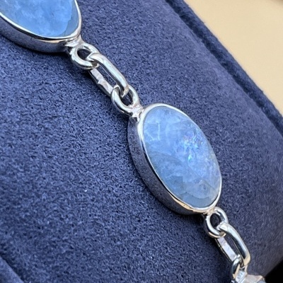 Pulseira de Aquamarine Natural em Prata de Lei 925 - Elegância e Serenidade