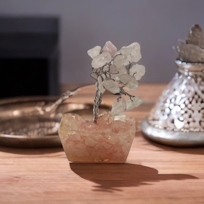 Mini Árvore de Pedras em Base de Orgonite - Elegância e Energia Harmoniosa