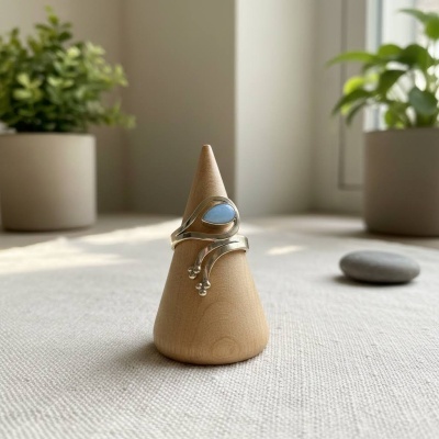 Anel Ajustável em Bronze com Aquamarine - Elegância e Serenidade