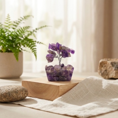 Mini Árvore de Pedras em Base de Orgonite - Elegância e Energia Harmoniosa
