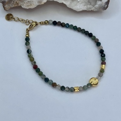 Pulseira de Ágata Indiana e Hematita - Estilo Elegante e Equilíbrio Energético