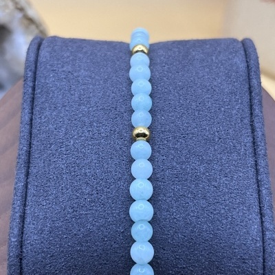 Pulseira Elástica de Contas de Ágata Azul Turquesa - Elegância e Versatilidade