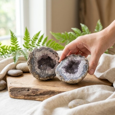 Geodo Duplo de Ágata com Drusa de Quartzo Natural — 1,07 kg | México