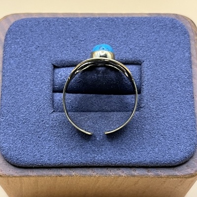 Anel de Bronze com Turquesa Natural - Ajustável, Estilo e Sofisticação Artesanal
