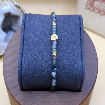 Pulseira de Ágata Indiana e Hematita - Estilo Elegante e Equilíbrio Energético