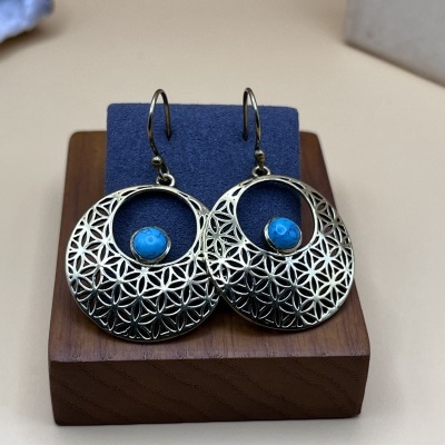 Brincos de Bronze com Turquesa - Elegância Artesanal