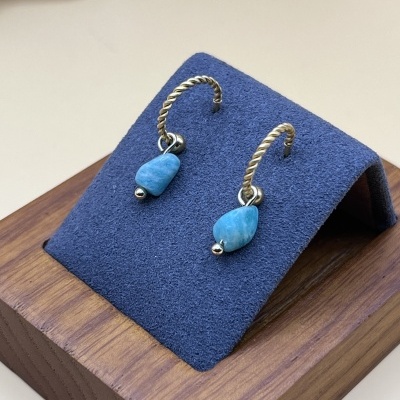 Brincos Aço Inoxidável semi-aberto com Amazonite