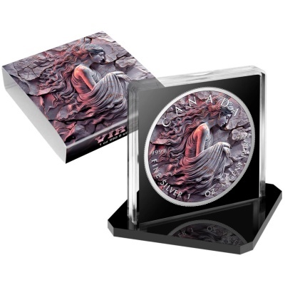 Canadá 5 Dollars 2025 Stone Zodiac Virgem - 1 oz Prata Colorida