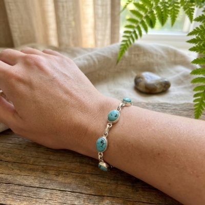 Pulseira de Turquesa em Prata 925 - Harmonia Natural