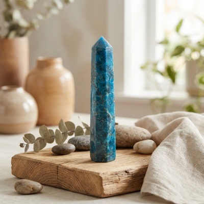 Ponta de Apatite Azul Polida