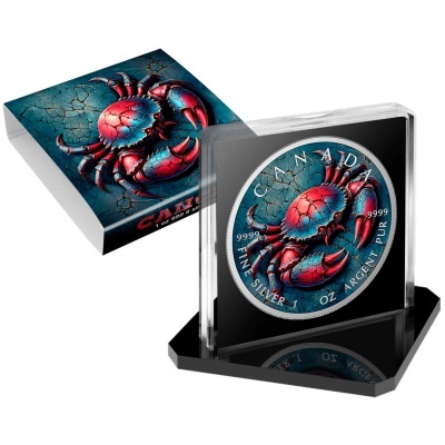 Canadá 5 Dollars 2025 Stone Zodiac Caranguejo - 1 oz Prata Colorida