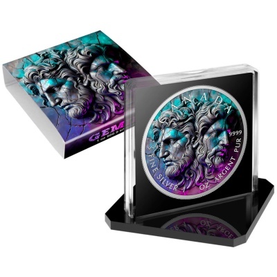 Canadá 5 Dollars 2025 Stone Zodiac Gémeos - 1 oz Prata Colorida