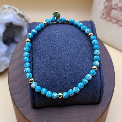 Pulseira Elástica de Ágata Verde Aqua - Delicadeza e Estilo