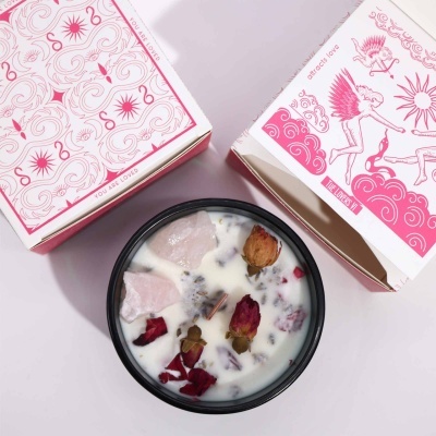 Vela Aromática com Quartzo Rosa - Romance e Harmonia