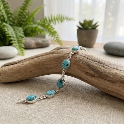 Pulseira de Turquesa em Prata 925 - Harmonia Natural