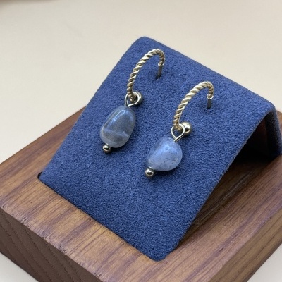 Brincos Crioulos em Aço Inoxidável com Labradorite