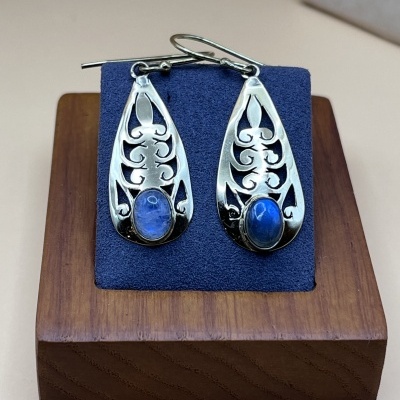 Brincos de Bronze com Labradorite - Elegância Artesanal da Índia