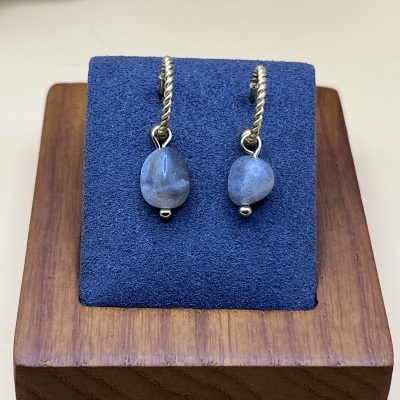 Brincos Crioulos em Aço Inoxidável com Labradorite