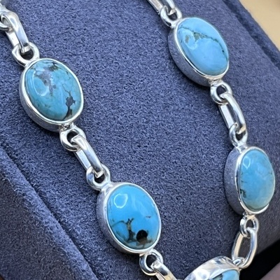 Pulseira de Turquesa em Prata 925 - Harmonia Natural