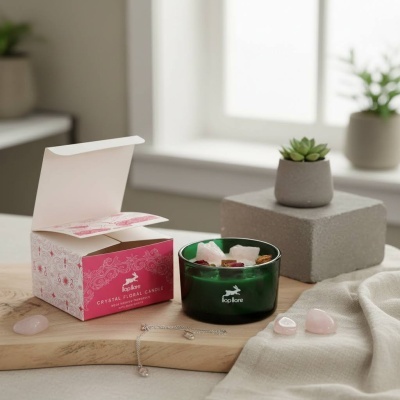 Vela Aromática com Quartzo Rosa - Romance e Harmonia