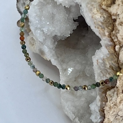 Pulseira Elegante de Ágata Indiana e Hematita - Estilo e Energia