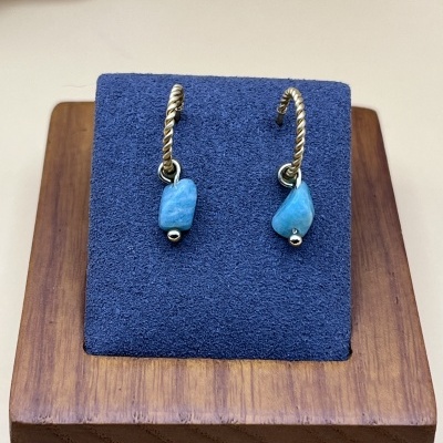Brincos Aço Inoxidável semi-aberto com Amazonite