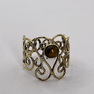 Anel de Bronze com Olho de Tigre Ajustável - Força, Proteção e Elegância Natural