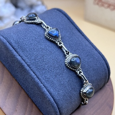 Pulseira de Prata Esterlina 925 com Labradorite - Aurora Mística