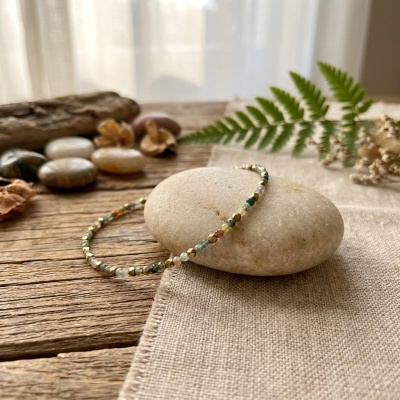 Pulseira Elegante de Ágata Indiana e Hematita - Estilo e Energia