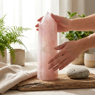 Obelisco de Quartzo Rosa Natural — 2,5 kg | 31 cm